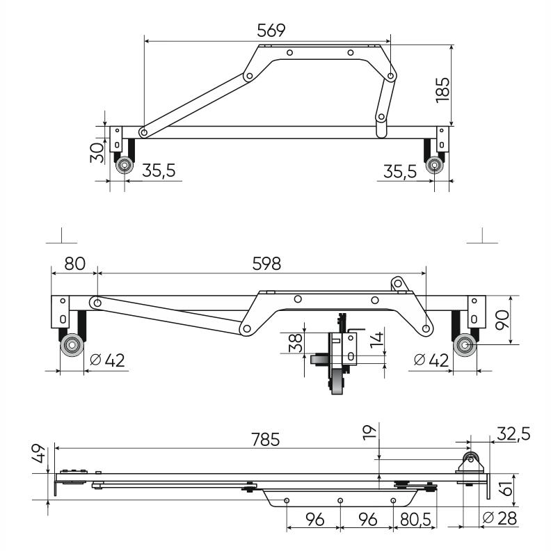 Механизм Венеция 405/19 + труба 2 | Эгида-Сибирь Чертеж Механизм трансформации 405/19